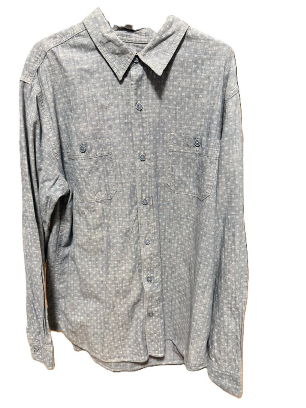Weatherproof Vintage Men's Large Light Blue Geometric Print Button Down Shirt